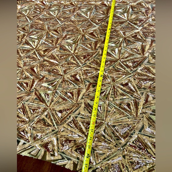 1 Piece Fabric Embroidery Champagne Mini Glitz Sequins on Chiffon  76” by 112” - Picture 4 of 5